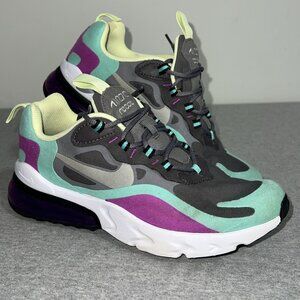 Nike Air Max 270 React Big Kids 6Y Shoes Gun smokeViolet Silver BQ0103-007